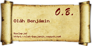 Oláh Benjámin névjegykártya